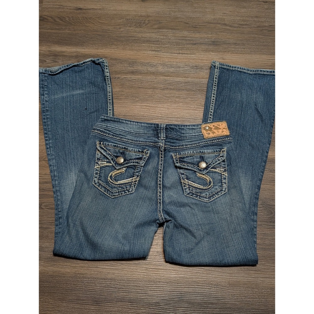 Silver Jeans Co Suki Mid Slim Bootcut Jeans Medium Wash Blue Flap Pocket 29x30